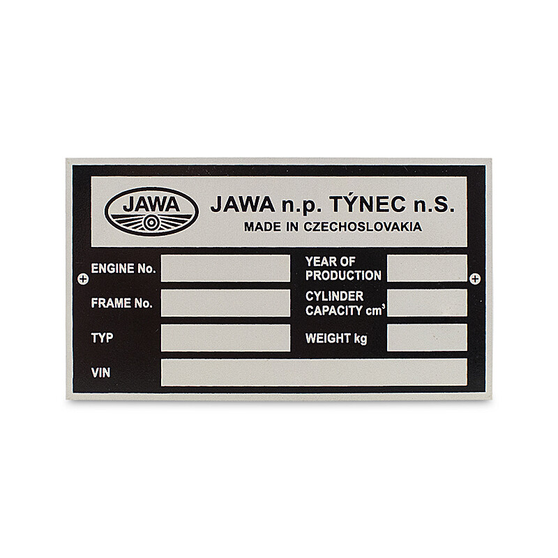 Štítok rámu Jawa 250/350/500 súťažný - Anglický (42)